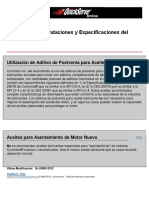 Cummins No Recomienda La Utilización de Aditivos Externos en El Lubricante