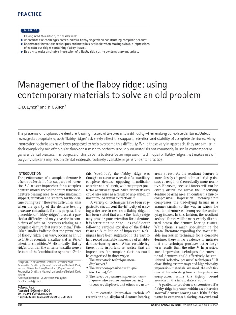 Management of Flabby Ridge | PDF | Dentures | Dental Implant