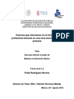 Factores Que Intervienen en La Formacion Profesional Docente en Una Zona Escolar de Nivel Primaria