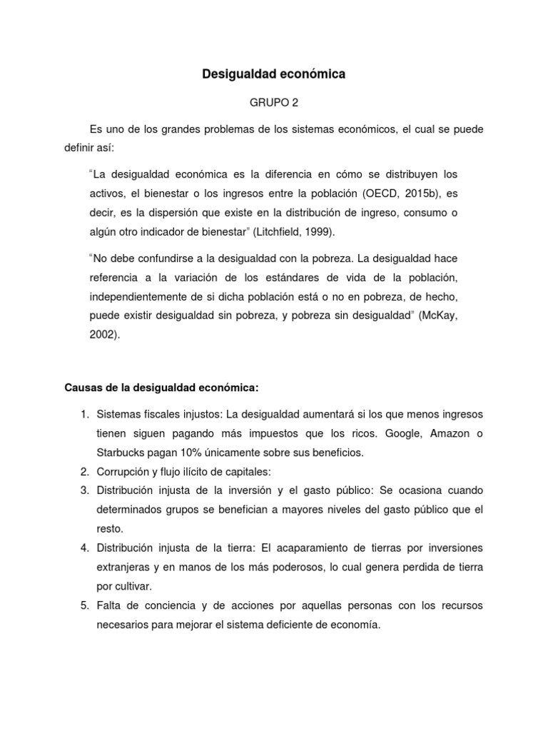 Desigualdad económica: causas y consecuencias | PDF | Desigualdad ...