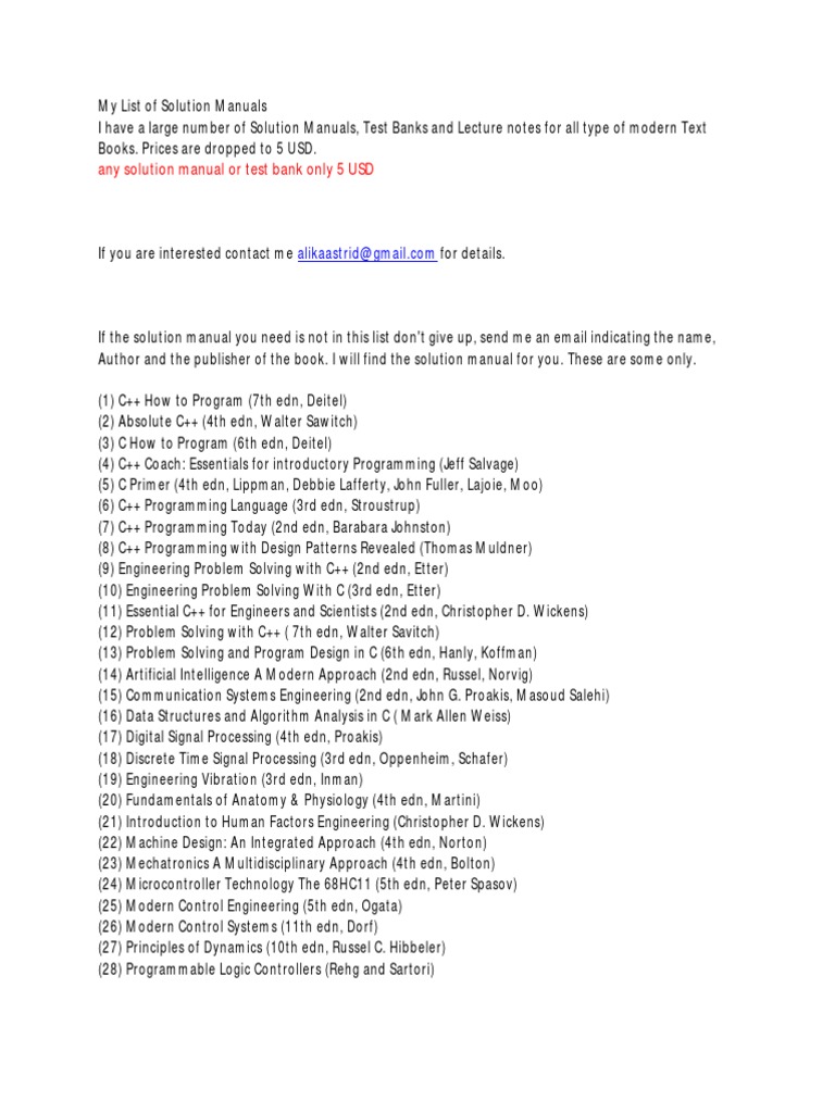 Solution Manual And Test Banks C Engineering