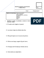 Evaluación Partes Oracion