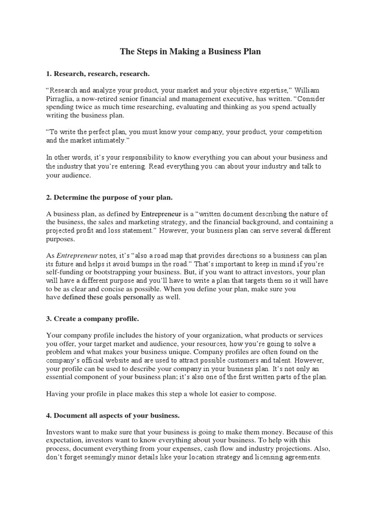 Steps in Making Business Plan  PDF  Leadership  Motivation