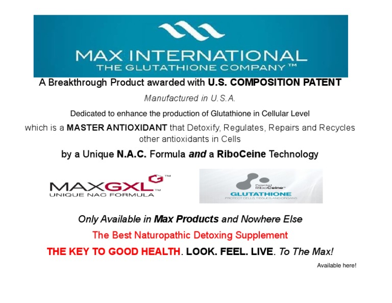 MaxGXL's Unique NAC & RiboCeine Formula | PDF | Wellness