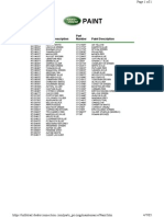 Land Rover Paint Codes