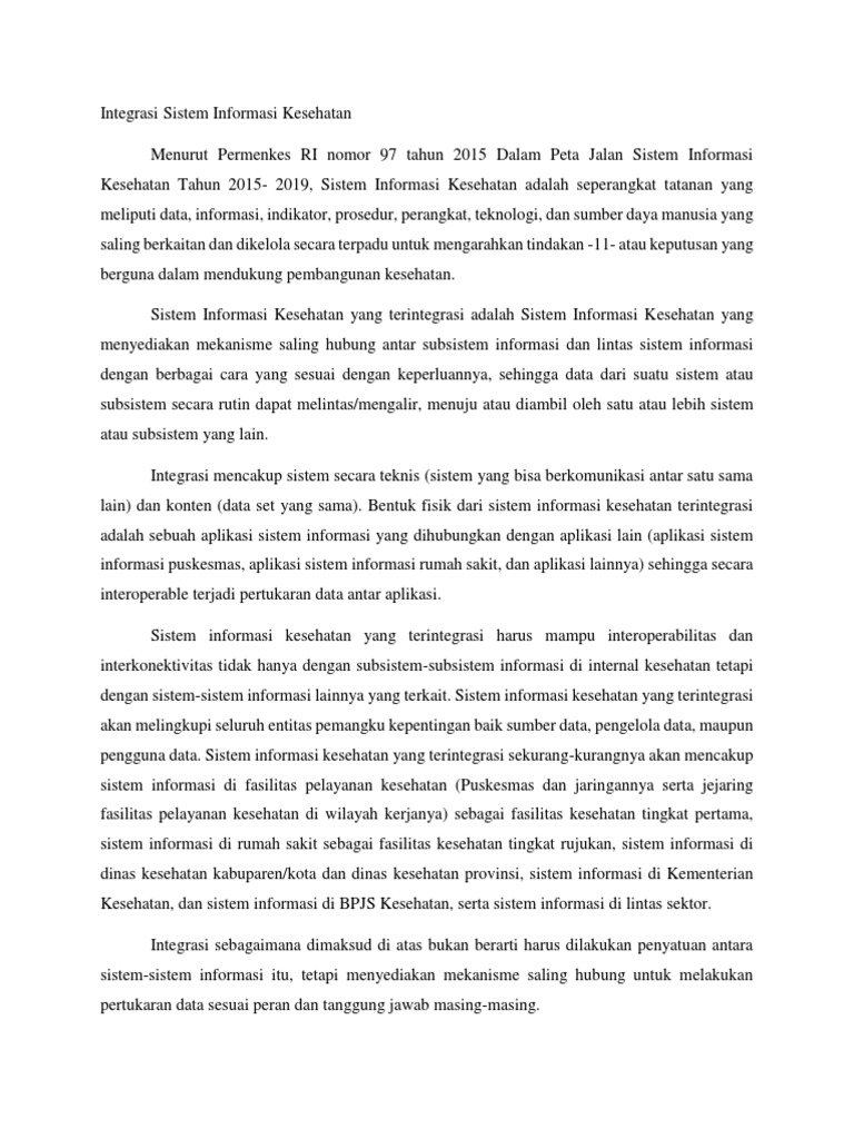 Integrasi Sistem Informasi Kesehatan Pdf
