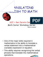 Translating English To Math: SJC San Jacinto Campus