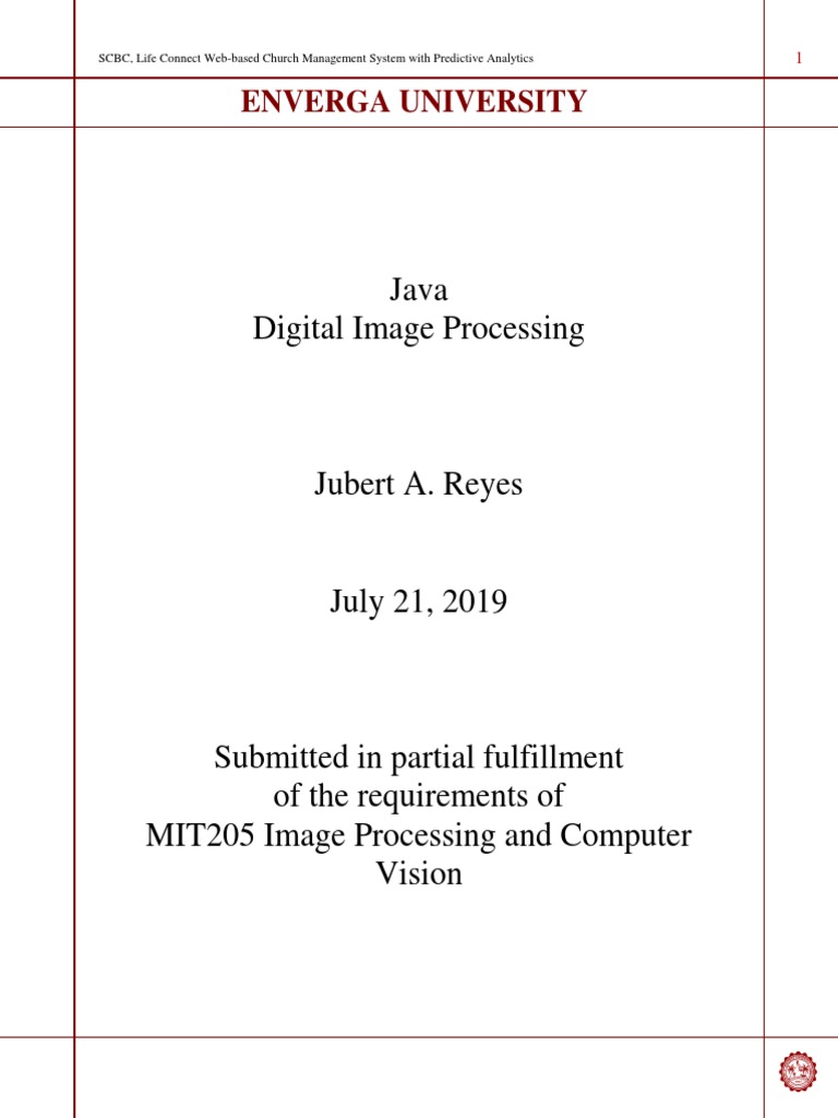 Java Digital Image Processing Enverga University PDF Signal