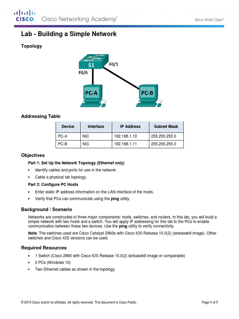 1.3.1.2 Lab - Building A Simple Network-1-1-1 | PDF | Network Switch ...
