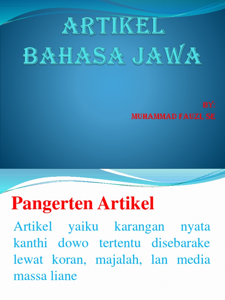 Artikel Bahasa Jawa