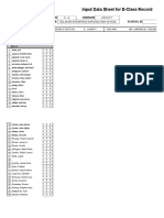 Input Data Sheet For E-Class Record: Region Division School Name School Id