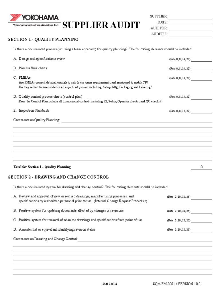 Supplier Audit Form Calibration Certification