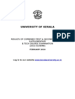 University of Kerala: Results of Combined First & Second Semester Supplementary B.Tech Degree Examination (2013 SCHEME)