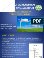 College of Agricultural Engineering, Jabalpur: Topic - Wind Energy