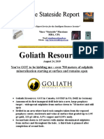 Goliath Resources Over 700 Meters of Mineralization Starting at Surface 