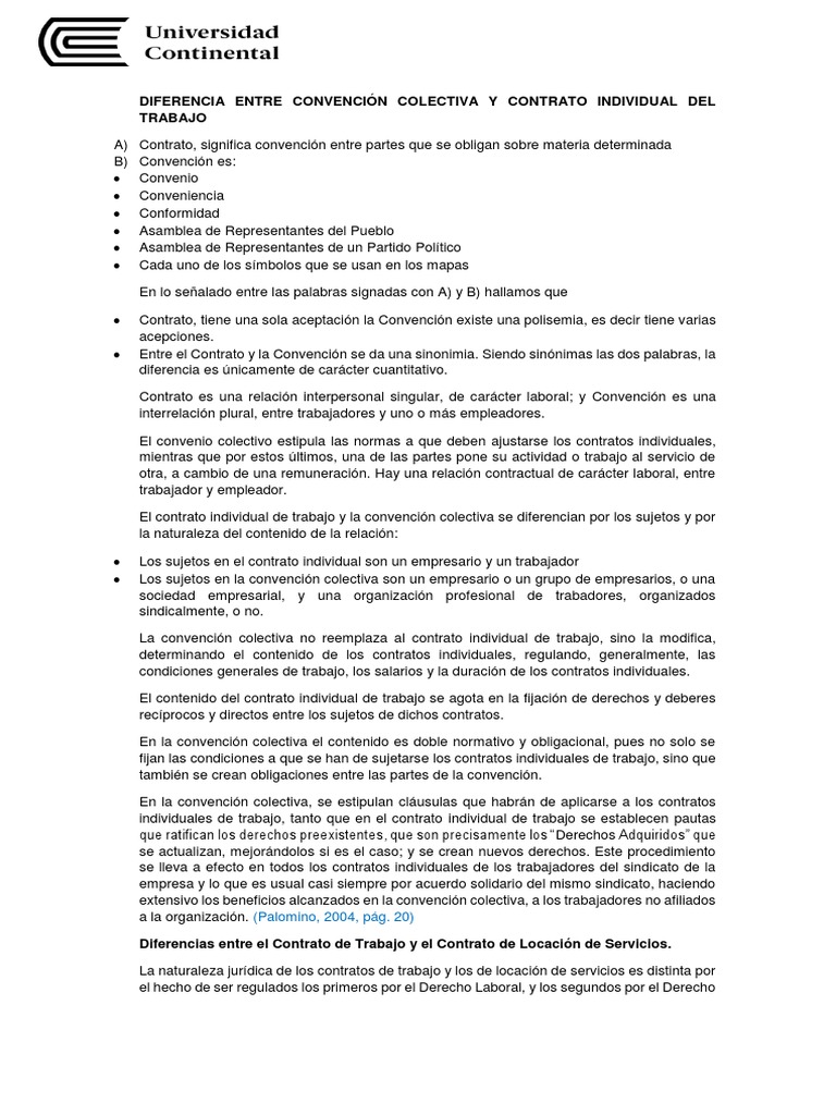 Diferencia Entre Convención Colectiva y Contrato