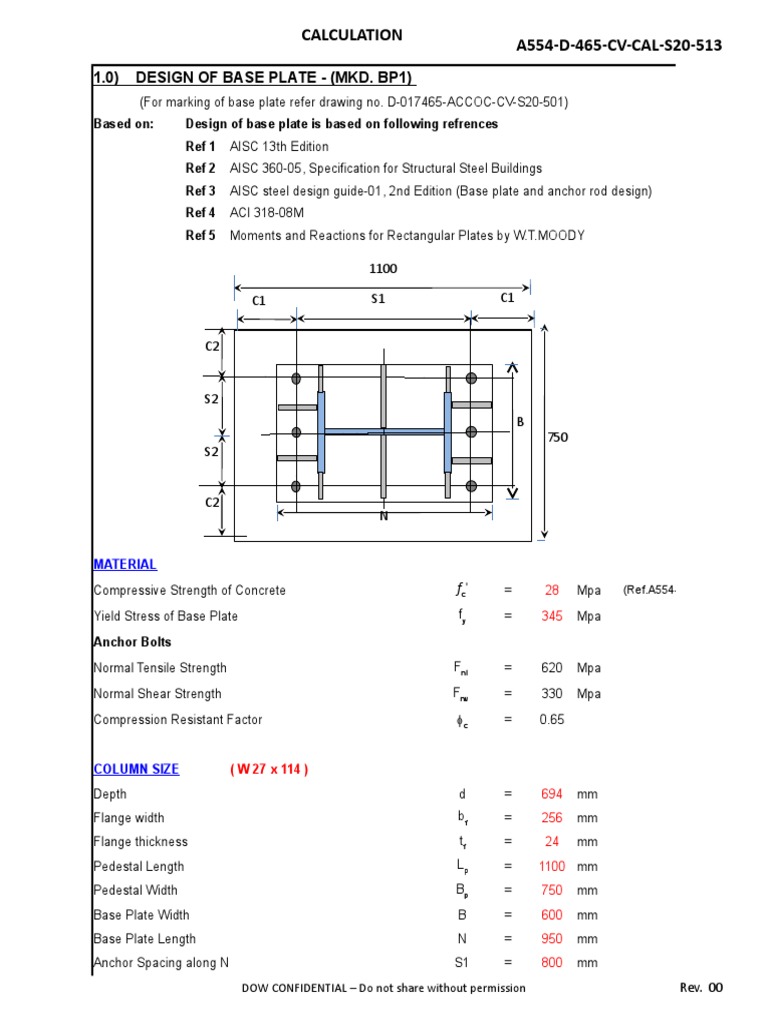 Base Plate Design Calculations | PDF | Structural Steel | Strength Of ...