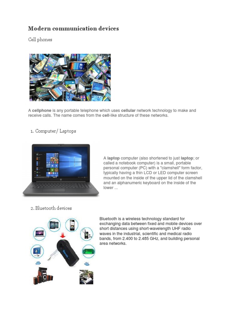 Types Of Communication Devices