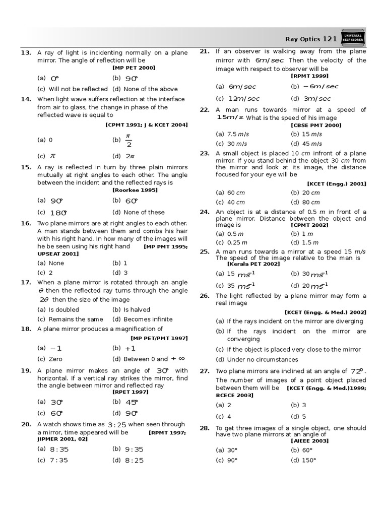 03 Assignment I Pdf Lens Optics Refraction