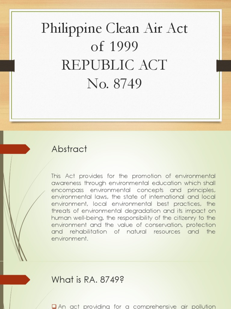 Philippine Clean Air Act Final PDF Air Pollution Emission Standard