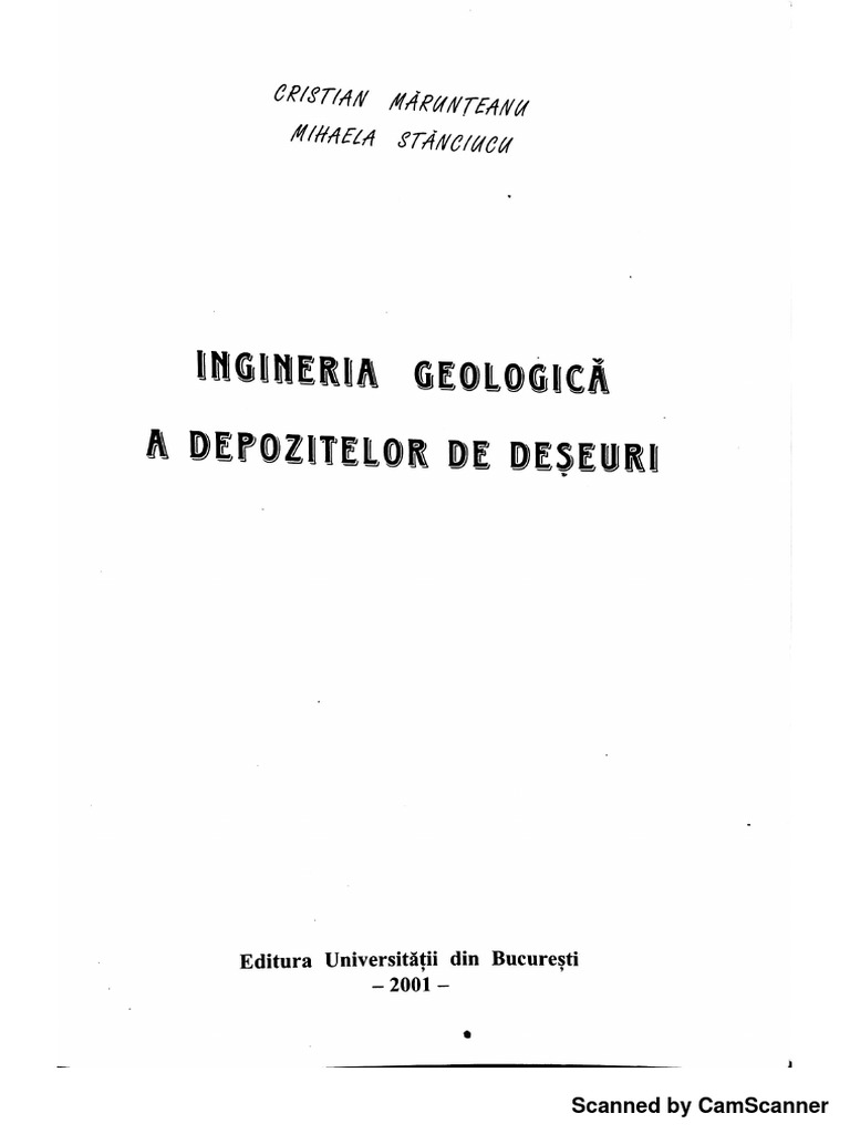 Ingineria Geologica A Depozitelor De Deseuri C Marunteanu Pdf