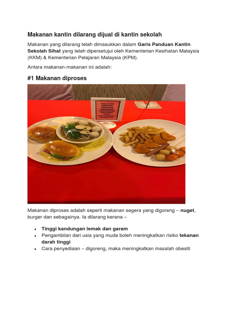 11 Makanan Kantin Dilarang Dijual Di Kantin Sekolah Pdf