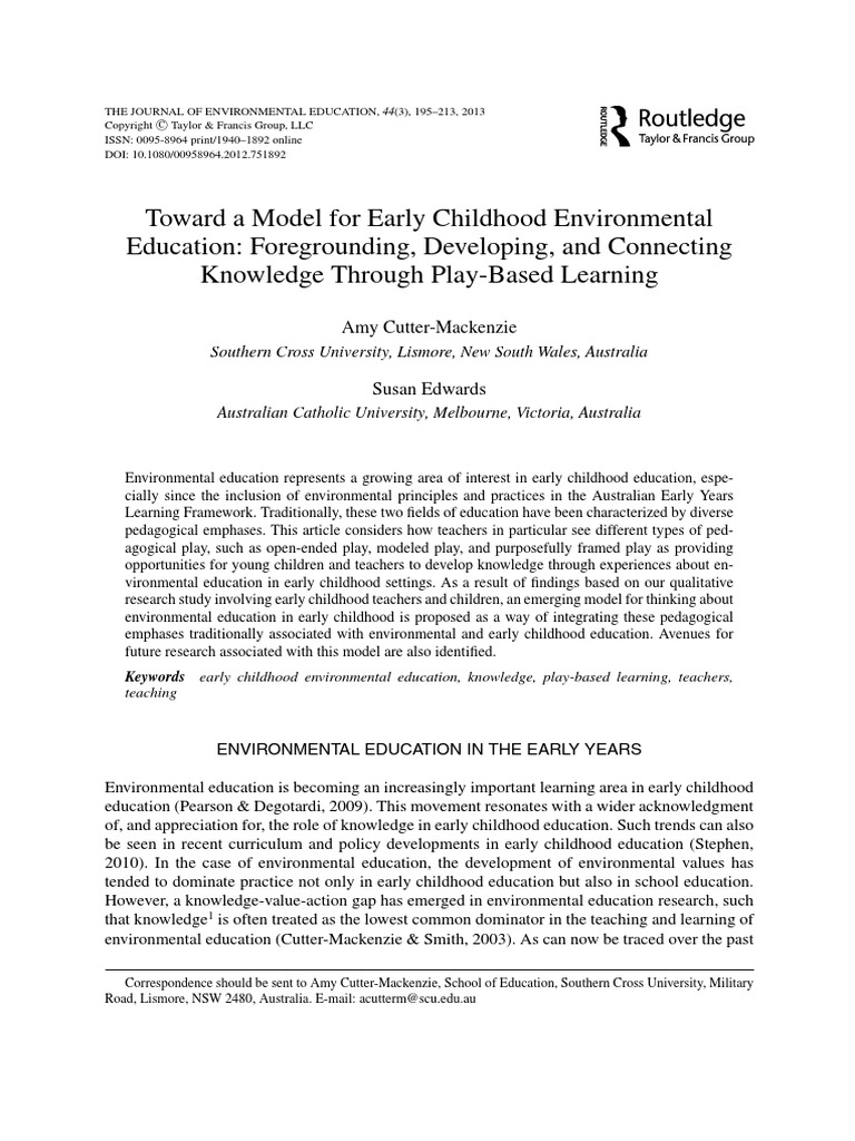 Toward A Model For Early Childhood Environmental Education | PDF ...