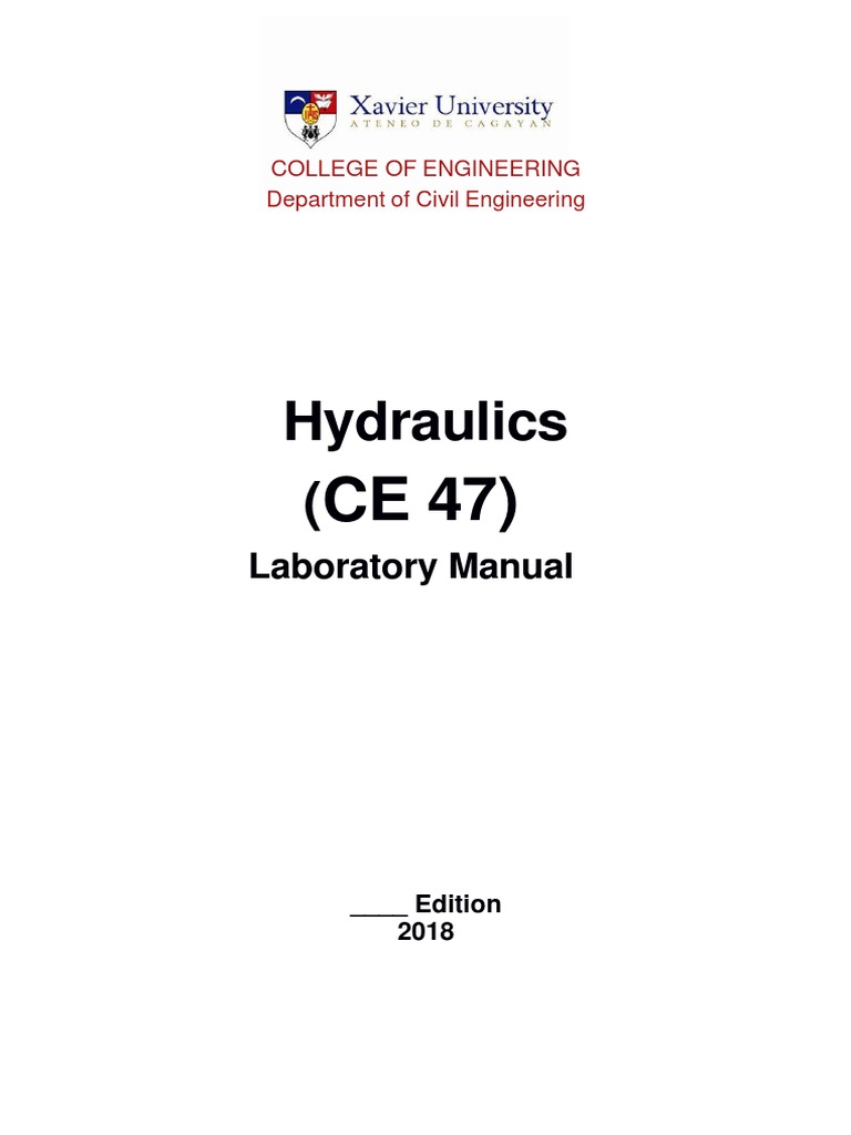 Hydraulics ( Laboratory Manual PDF Fluid Dynamics Dynamics