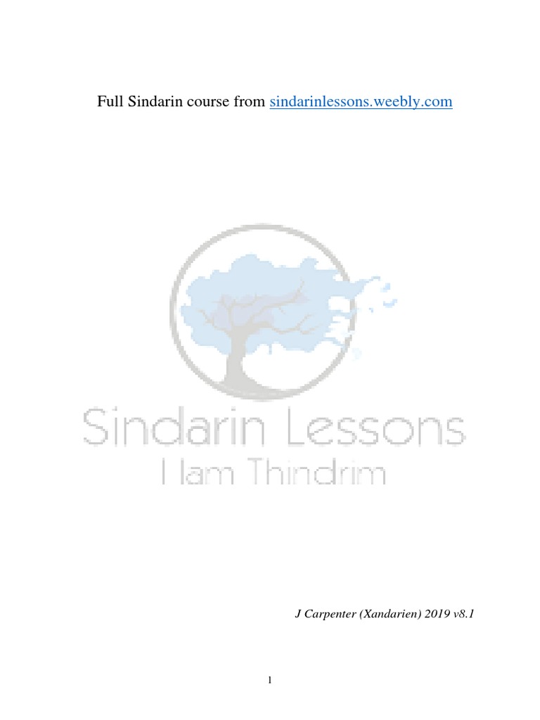 Sindarin Full Course 8.1 | PDF | Stress (Linguistics) | Verb