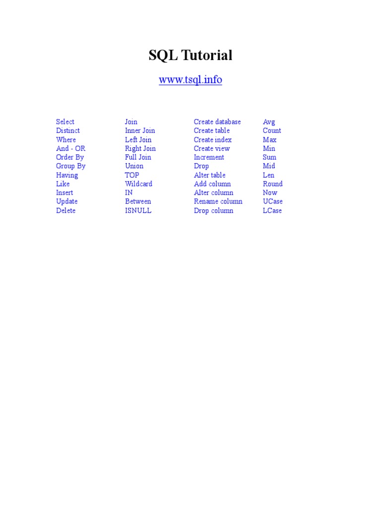 Basics of SQL - Tutorial | PDF | Database Index | Data