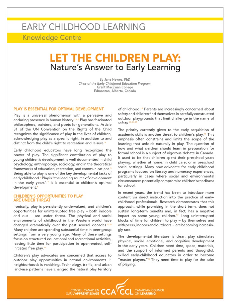 The Importance of Play in Early Learning | PDF | Early Childhood ...