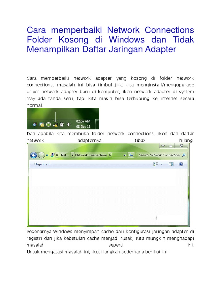 Cara Memperbaiki Network Connections Folder Kosong Di Windows Dan Tidak