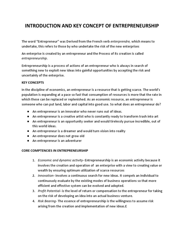 INTRODUCTION MEANING DEFINITION AND CONCEPT OF ENTREPRENEURSHIP intelligence overview