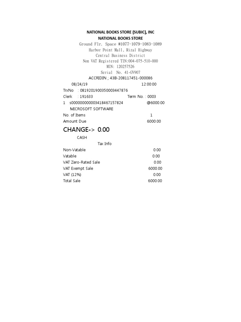 National Book Store Receipt Summary | PDF