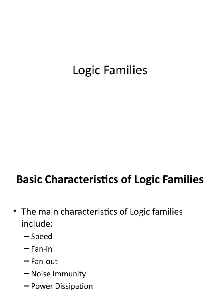 Logic Families PDF Logic Gate Cmos