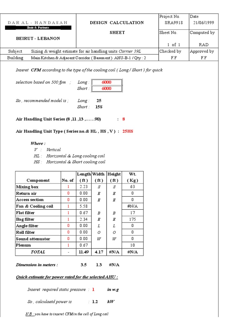 Ahu Weight | Download Free PDF | Mechanical Engineering | Manufactured ...