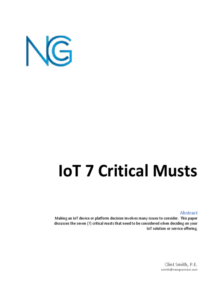 IoT 7 Critical Musts | PDF | Internet Of Things | Network Topology