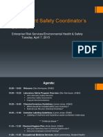 Department Safety Coordinator's Seminar: Enterprise Risk Services/Environmental Health & Safety Tuesday, April 7, 2015
