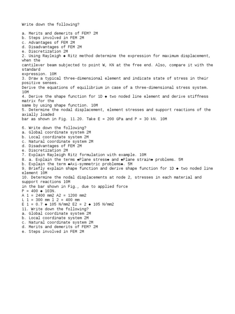 FEM Analysis: Merits, Steps, and Formulations | PDF