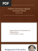 Filipino Grievances Against Governor Wood