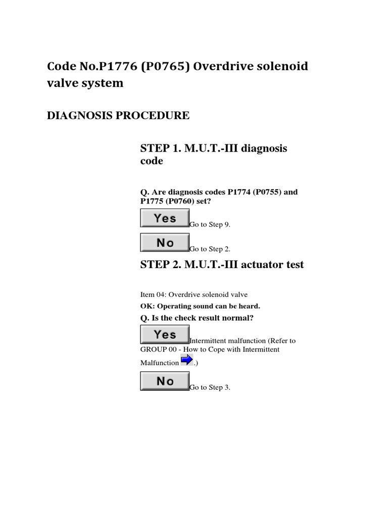 Mitsubishi P1776 Overdrive Diagnosis Guide | PDF | Electrical Connector ...