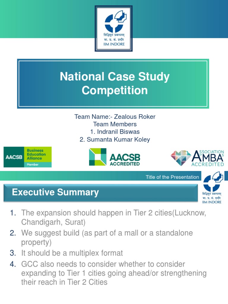 National Case Study Competition: Team Name:-Zealous Roker Team Members ...