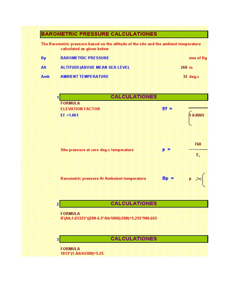 Barometric Pressure Atmospheric Pressure Sea Level
