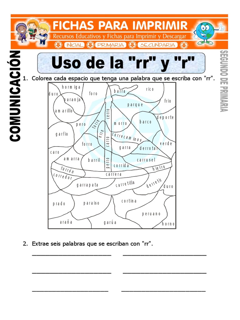 Ficha De Uso De Rr Y R Para Segundo De Primaria 1 Doc