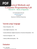 Numerical Methods and Computer Programming Lab: Tutorial 01 - Roots of Equations