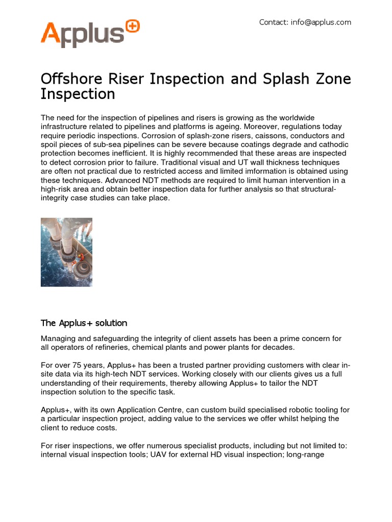 Offshore Riser Inspection and Splash Zone Inspection | PDF ...