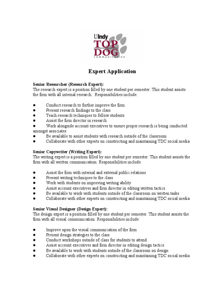 Top Dog Communication Expert Application | PDF | Expert | Social Media
