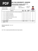 Jai Narain Vyas University, Jodhpur: Provisional Marksheet