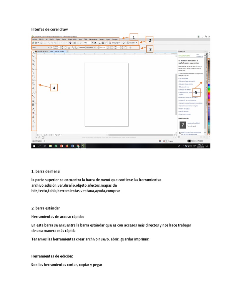 Partes de la Interfaz de Corel Draw | PDF