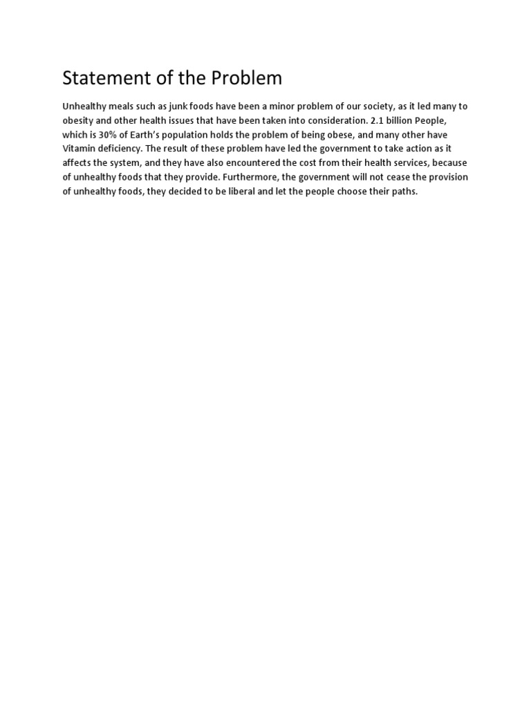 Statement of The Problem | PDF